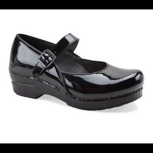 Dansko black patent Mary Jane clogs